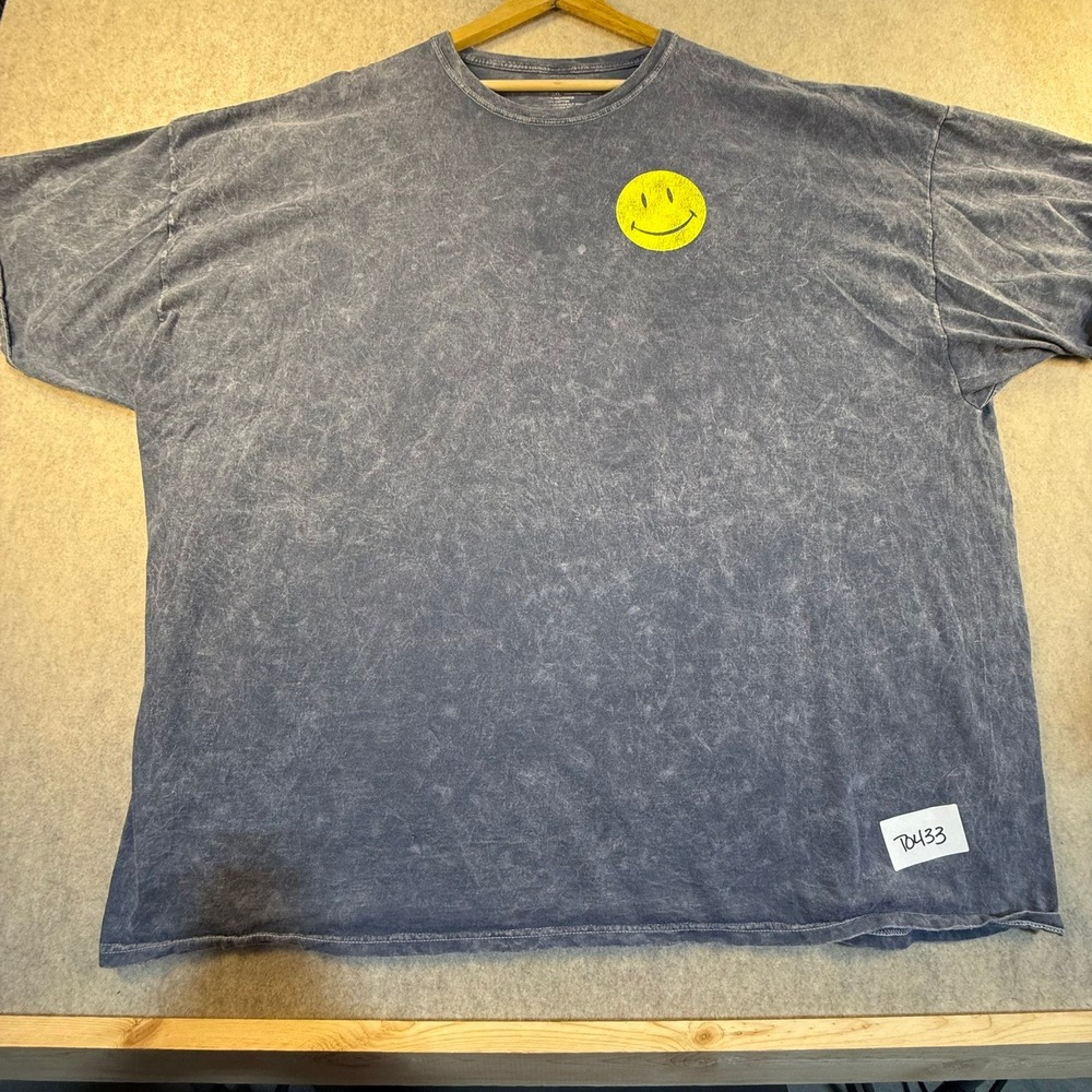 Walmart Always Low Prices Smiley Face Acid Wash Graphic T-Shirt Blue 3XL‎